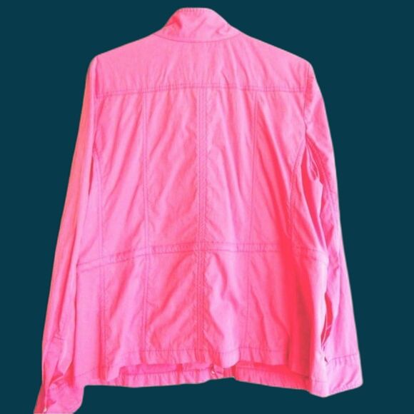 Madison Hill SZ 14 Windbreaker Jacket Bold Pink Snap & Zip Close Drawstring - Picture 2 of 4